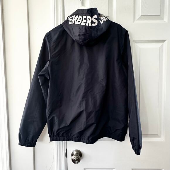 Members Only Sport Blue Nylon Pullover Hooded Quarter Zip Windbreaker Medium Men - Picture 8 of 13